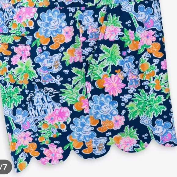 Disney Parks x Lilly Pulitzer Mickey Minnie Mouse Buttercup Shorts Size 14 - Picture 4 of 4